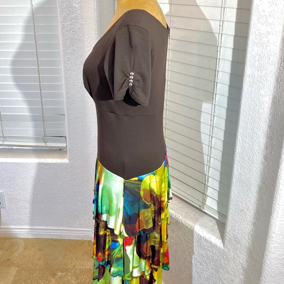 BLUE D’AZUR FRANCE dress short sleeves 10 brown - Picture 6 of 11